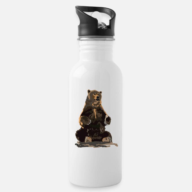 Bär - Trinkflasche mit integriertem Trinkhalm - Weiß