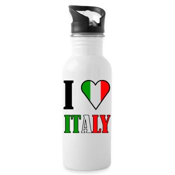 I love Italy | Saying with Italy flag - Water bottle with straw - white - Right