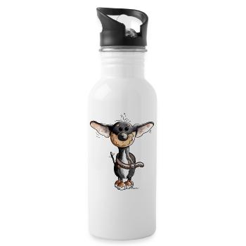 Fröhlicher Chihuahua - Hund - Trinkflasche mit integriertem Trinkhalm - Weiß - Rechts
