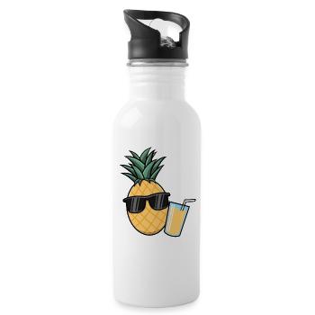 Lunettes de soleil d'été ananas - Gourde avec paille intégrée - blanc - Droite