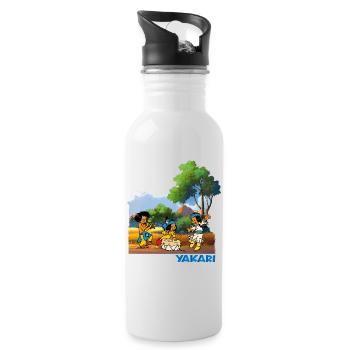 Yakari Freunde mit Trommel - Trinkflasche mit integriertem Trinkhalm - Weiß - Rechts