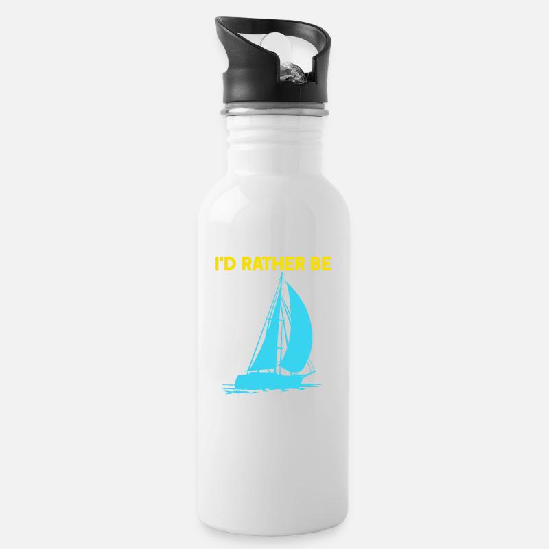 I'd rather be Sailing - Trinkflasche mit integriertem Trinkhalm - Weiß