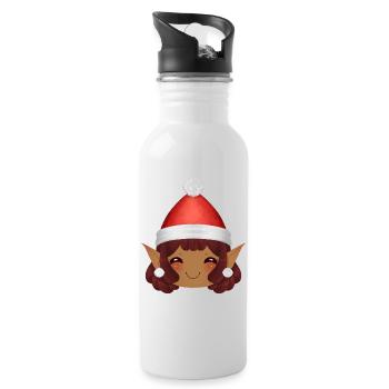 Entzückend Nöel Kobold mit Weihnachtsmannmütze - Trinkflasche mit integriertem Trinkhalm - Weiß - Rechts