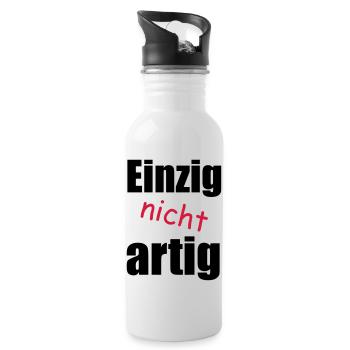 einzig_nicht_artig - Trinkflasche mit integriertem Trinkhalm - Weiß - Rechts