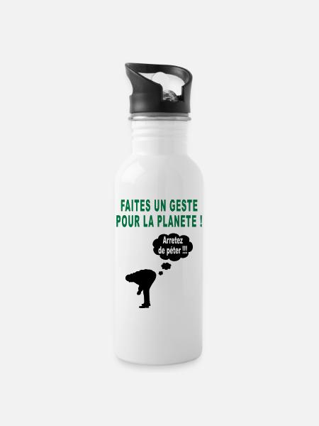humour écolo - Gourde avec paille intégrée - blanc