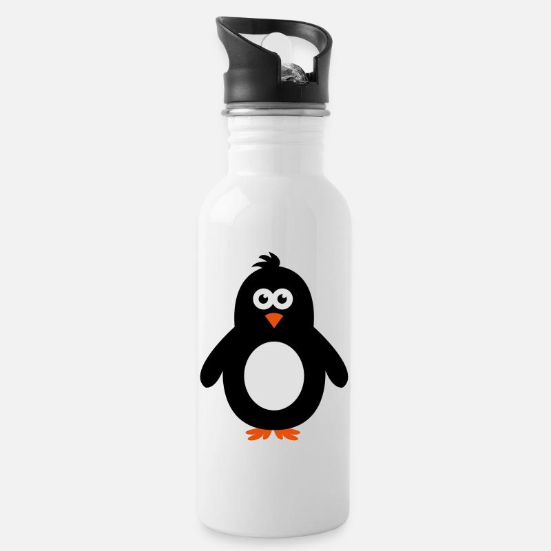 pinguin - Trinkflasche mit integriertem Trinkhalm - Weiß