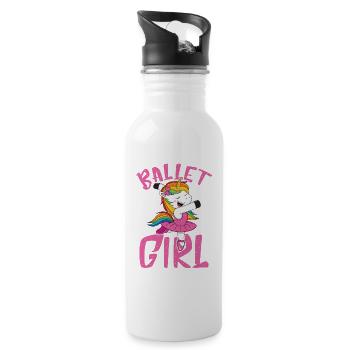 Ballet Einhorn im Glitzerlook - Trinkflasche mit integriertem Trinkhalm - Weiß - Rechts