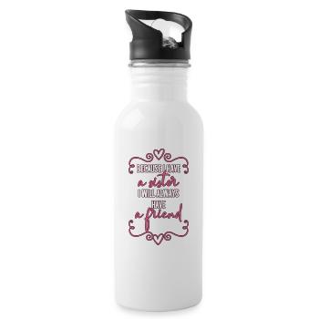 Schwester - Trinkflasche mit integriertem Trinkhalm - Weiß - Rechts