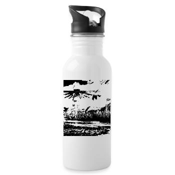 Angelus Fantasy Black Art Design - Trinkflasche mit integriertem Trinkhalm - Weiß - Rechts