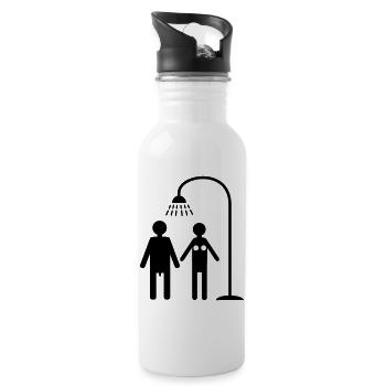 duschen hygiene lebensstil - Trinkflasche mit integriertem Trinkhalm - Weiß - Rechts