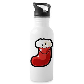 Smiley Christmas Stocking - Water bottle with straw - white - Right