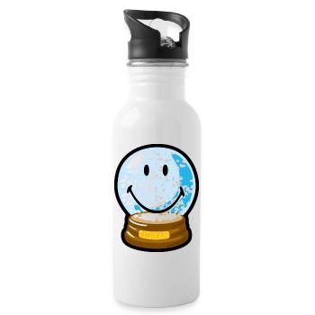 Smiley Snow Globe - Trinkflasche mit integriertem Trinkhalm - Weiß - Rechts
