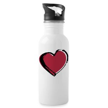 Graffiti Herz; Heart - Trinkflasche mit integriertem Trinkhalm - Weiß - Rechts