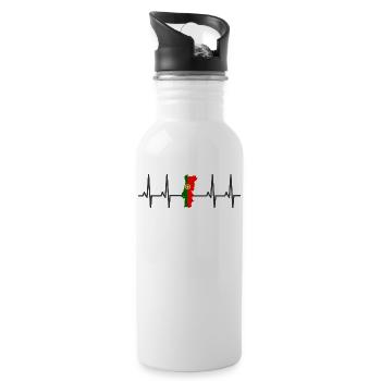 Portugal flag heartbeat outline pulse ECG country - Water bottle with straw - white - Right