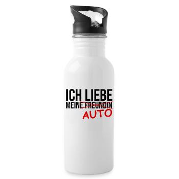  ICH LIEBE AUTO Design - T-Shirt für Autofans - Trinkflasche mit integriertem Trinkhalm - Weiß - Rechts