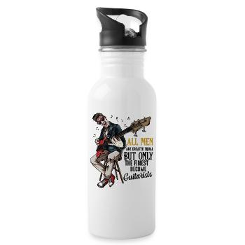 All Men Rock Bass Hero - Trinkflasche mit integriertem Trinkhalm - Weiß - Rechts