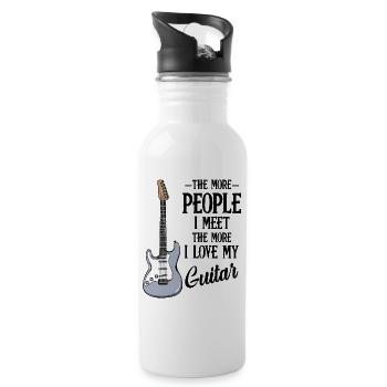 Blaues Gitarren Design - Trinkflasche mit integriertem Trinkhalm - Weiß - Rechts