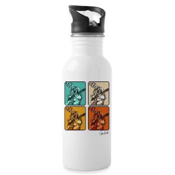 Pop Art Guitarist Four-Color Quadro - Water bottle with straw - white - Right