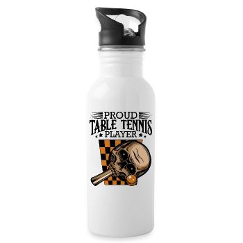 Schädel-Tennis-Design im Schwarz - Trinkflasche mit integriertem Trinkhalm - Weiß - Rechts
