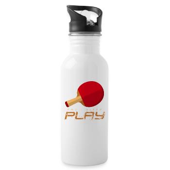Pingpong Energie: Eat Sleep Play - Trinkflasche mit integriertem Trinkhalm - Weiß - Rechts