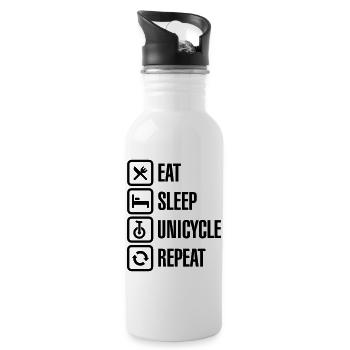 Eat sleep unicycle repeat unicycling circus clown - Water bottle with straw - white - Right