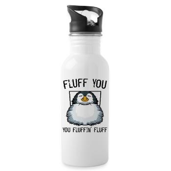 Fröhlicher Pinguin Jungtier - Trinkflasche mit integriertem Trinkhalm - Weiß - Rechts