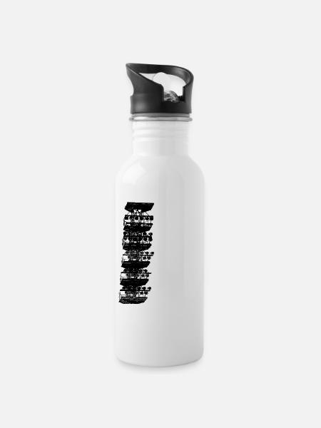 Rostock Flutlicht - Trinkflasche mit integriertem Trinkhalm - Weiß
