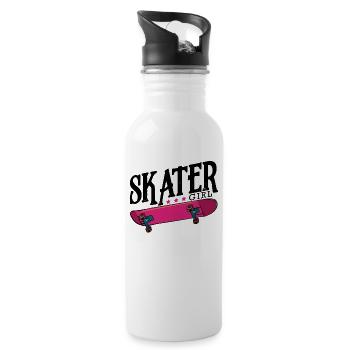 Neon Rosa Skateboard - Trinkflasche mit integriertem Trinkhalm - Weiß - Rechts
