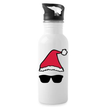 Christmas Hat Sunglasses Xmas Shades - Water bottle with straw - white - Right