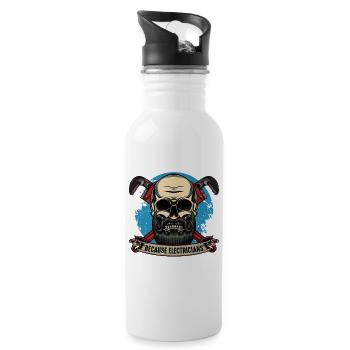 Klempnerhelden Skull Motiv - Trinkflasche mit integriertem Trinkhalm - Weiß - Rechts