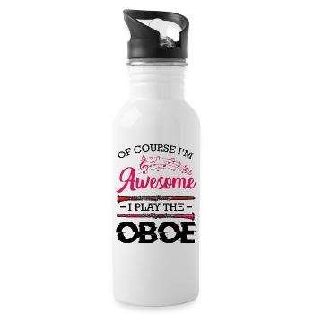 Pink music sheet music graphic - Water bottle with straw - white - Right