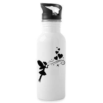 fairy fee hearts - Trinkflasche mit integriertem Trinkhalm - Weiß - Rechts