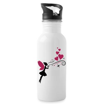 fairy fee hearts - Trinkflasche mit integriertem Trinkhalm - Weiß - Rechts