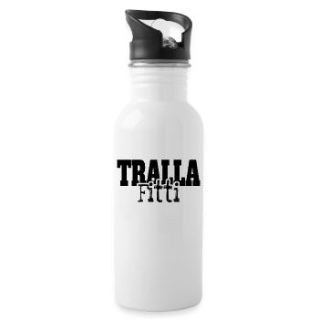 Trallafitti Typisch Ruhrpott Pott Tralla Fitti - Trinkflasche mit integriertem Trinkhalm - Weiß - Rechts