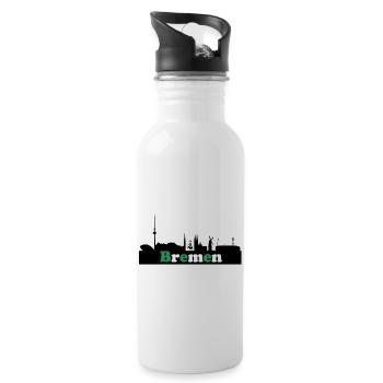 Bremen Skyline "Werder" - Trinkflasche mit integriertem Trinkhalm - Weiß - Rechts