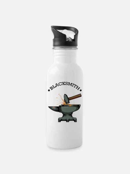 Schmiede Funkenkraft - Trinkflasche mit integriertem Trinkhalm - Weiß