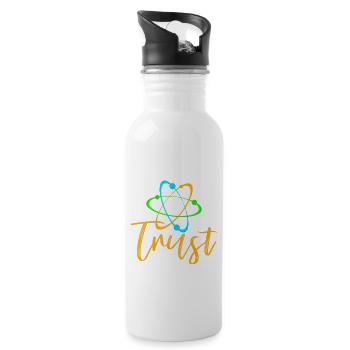 In Science We Trust – Atom Design - Trinkflasche mit integriertem Trinkhalm - Weiß - Rechts