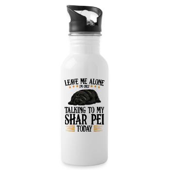Sleeping Bulldog with Stars Shar Pei - Water bottle with straw - white - Right