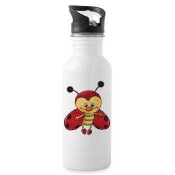 putziger Marienkaefer - Trinkflasche mit integriertem Trinkhalm - Weiß - Rechts