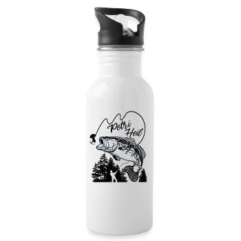 Petri Heil Angler - Trinkflasche mit integriertem Trinkhalm - Weiß - Rechts