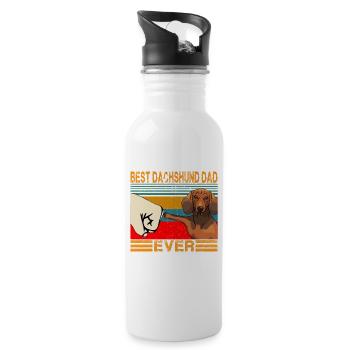 Bester Dackel Dad Ever Funny Cat Daddy Vatertag - Trinkflasche mit integriertem Trinkhalm - Weiß - Rechts