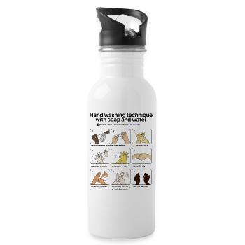 Hand Washing Instructions - Water bottle with straw - white - Right