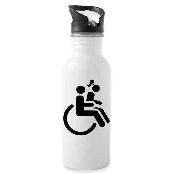 Wheelchair user with lady on lap # - Water bottle with straw - white - Right