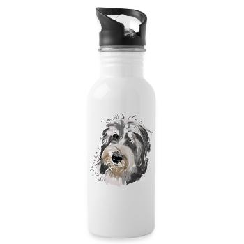 Collie barbu - Gourde avec paille intégrée - blanc - Droite