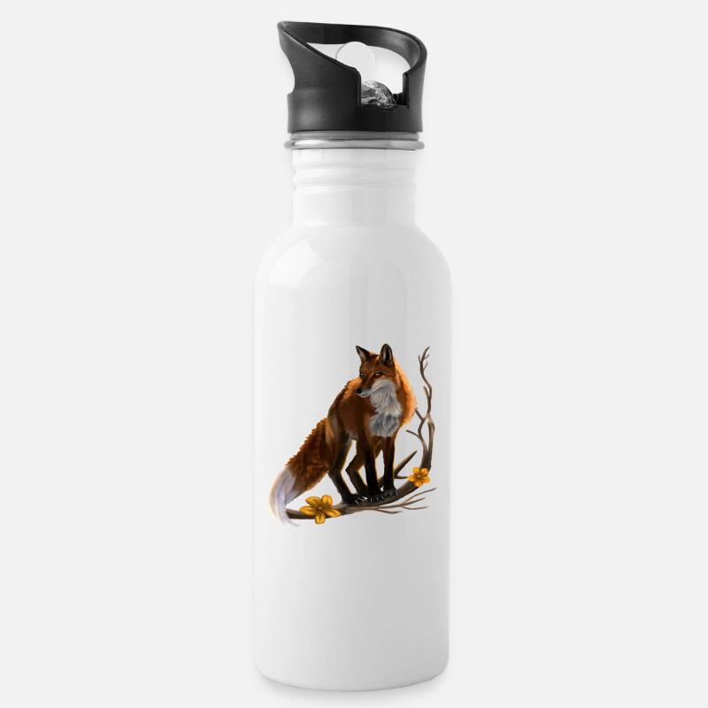 Fuchs - Trinkflasche mit integriertem Trinkhalm - Weiß