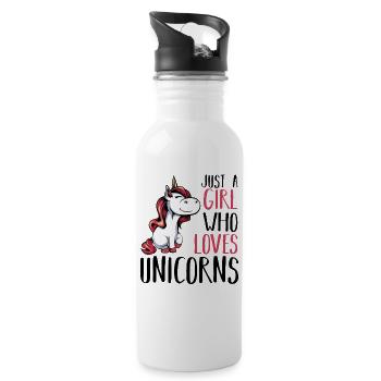 La fille adore la licorne - Gourde avec paille intégrée - blanc - Droite
