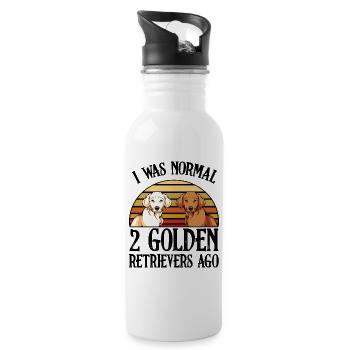 Golden Retriever au coucher de soleil rétro - Gourde avec paille intégrée - blanc - Droite