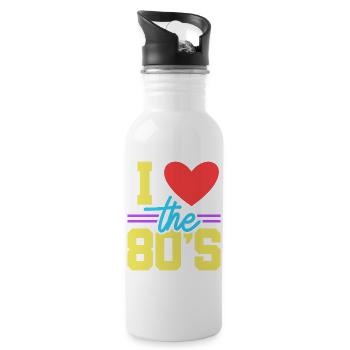 80er Achtziger - Trinkflasche mit integriertem Trinkhalm - Weiß - Rechts
