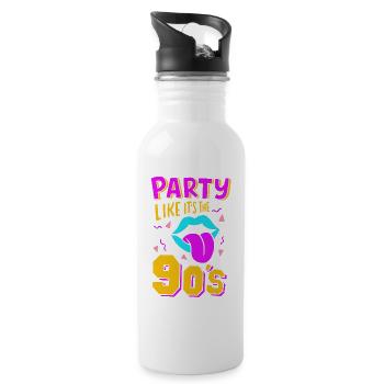 90s Party - Water bottle with straw - white - Right