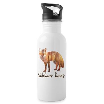 Schlauer Fuchs // Tiere, Wald und Natur Spruch - Trinkflasche mit integriertem Trinkhalm - Weiß - Rechts